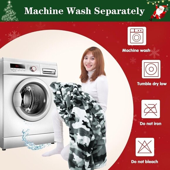 ⭐Sweat Camo shirt Warm Cozy Giant Hoodie Thick Flannel Blanket with Sleeves - Picture 6 of 6